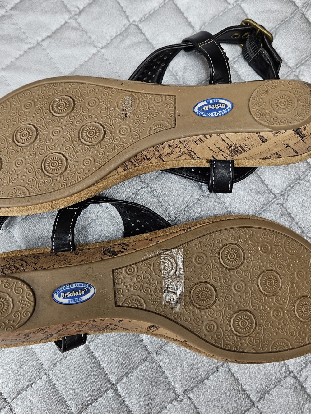 Dr. Scholl's Advanced Comfort Series Black Cork Wedge Sandals Womens 9.5